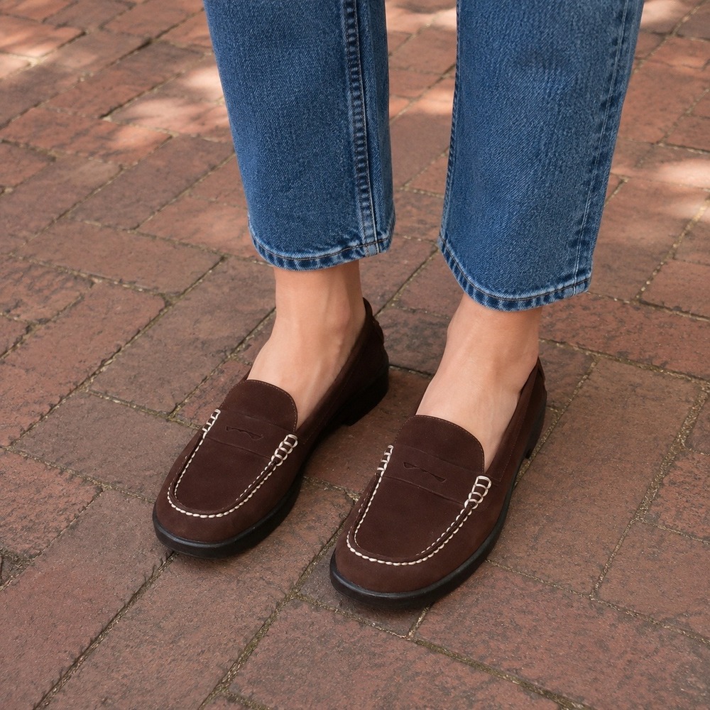 Vintage Y2K Aerosoles Hi Drive Brown Leather Penny Loafers Women's 7.5 B